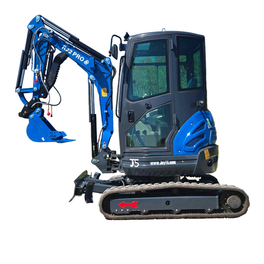 Rippa R22 Mini Excavator full side view with cabin and digging arm – Mini Excavator For Sale.
