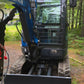 Rear view of Rippa R32 PRO Mini Excavator with protective cab and front blade – compact excavator Canada | JoyT5