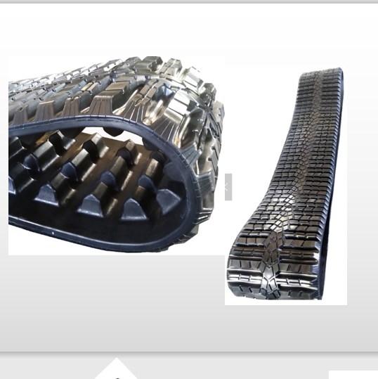 Heavy duty skid steer rubber tracks 457x101.6x51 with 3 rows lugs and steel cord, compatible with ASV RT120, Caterpillar 297D, and Terex PT100G loaders for sale in Canada.